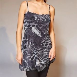 Urban Outfitters Moxie Mesh Slip Mini Dress